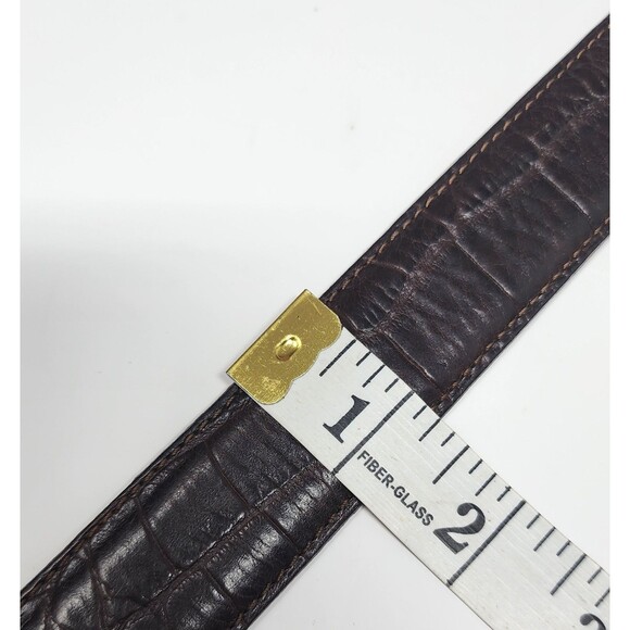 Talbots Womens Sz Large Cognac Brown Italian  Leather Belt Croc Embossed 30"-34" - Picture 13 of 13